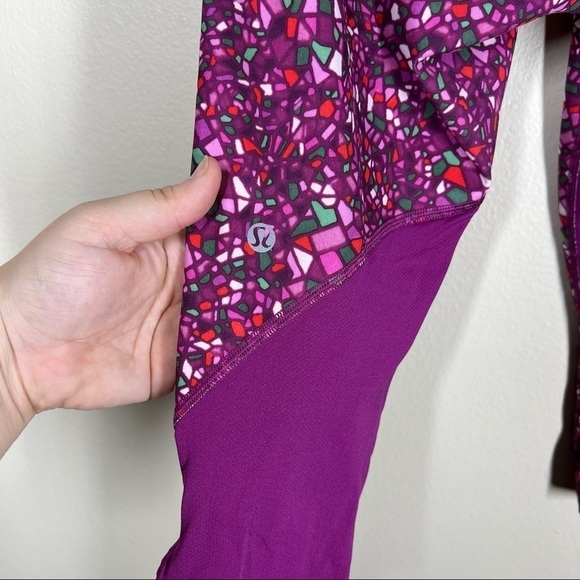 Lululemon Real Quick Crop Leggings Paradise Camo Regal Plum Womens Size 6 - Picture 8 of 9